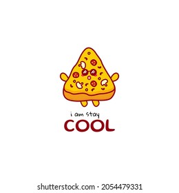 Cute funny pizza currency character. Vector hand drawn cartoon mascot character illustration icon. Isolated on white background. fast food character concept