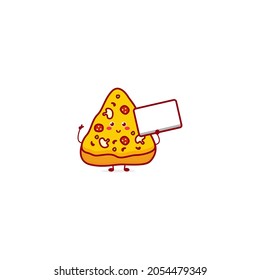 Cute funny pizza currency character. Vector hand drawn cartoon mascot character illustration icon. Isolated on white background. fast food character concept