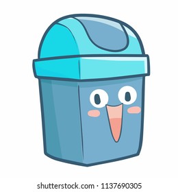 Cute and funny plastic trash can laughing happily - vector