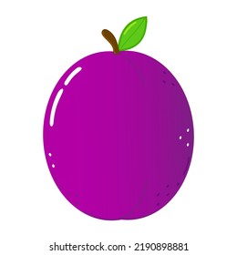Cute funny plum character. Vector hand drawn cartoon kawaii character illustration icon. Isolated on white background. Plum character concept