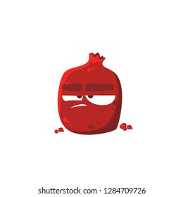 Cute and funny pomegranate character, vector flat cartoon illustration isolated on white background
