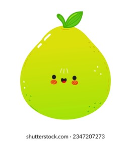 Cute funny Pomelo character. Vector hand drawn cartoon kawaii character illustration icon. Isolated on white background. Pomelo fruit character concept