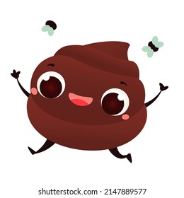 Cute funny poop. Happy cartoon Turd vector clip art.