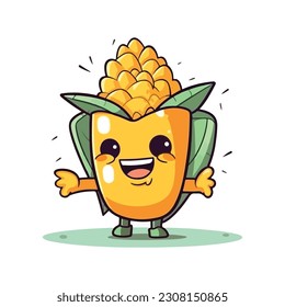 Un concepto divertido de personaje de Popcorn.  icono del logotipo de la ilustración de caracteres kawaii. 