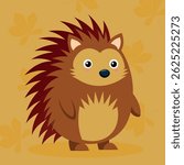 Cute and funny Porcupine. Baby porcupine standing. Vector illustration porcupine animal character design with flat color. Hedgehog can be used for design of t-shirts, posters and characters.