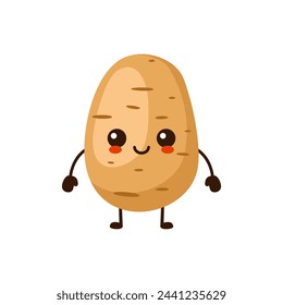 Cute funny potato character. Vector cartoon kawaii character illustration