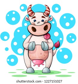 Cute, funny, pretty cow characters with heart. Vector eps 10