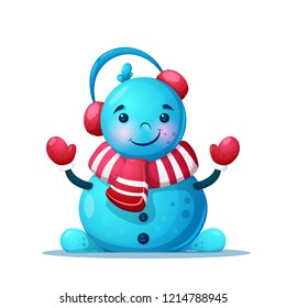 Cute, funny, pretty snow man illustration Vector eps 10