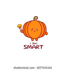 Cute funny pumpkin character. Vector hand drawn cartoon mascot character illustration icon. Isolated on white background.