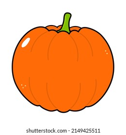 Carácter gracioso de calabaza. Dibujo a mano del vector tradicional de caricatura vintage, retro, kawaii icono de ilustración del personaje. Aislado sobre fondo blanco. Concepto de personaje de calabaza feliz
