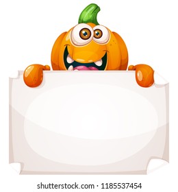 Cute, funny pumpkin characters. Advertisement, announcement on the paper. Vector eps 10