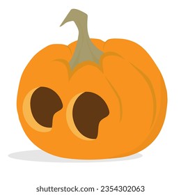 Cute funny pumpkin with embarrassed face with huge eyes. Pumpkins on a white background, design for halloween. Cartoon style, vecor graphics.