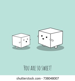 Cute and funny pun concept of sweet sugar. Vector illustration. Modern design.