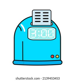 Cute funny punch clock character. Vector hand drawn cartoon kawaii character illustration icon. Isolated white background. Punch clock character concept emoji,child,adorable,kids, punch clock,cute