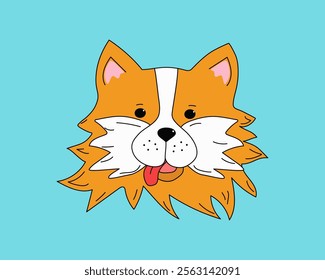 Cute funny puppy. Cartoon dog. Cheerful pet. Vector illustration on isolated background.