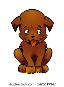 Cute funny puppy dog hand drawn cartoon vector illustration isolated on white.Can be used for t-shirt print, kids wear fashion design. 