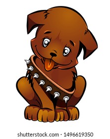 Cute funny puppy dog hand drawn cartoon vector illustration isolated on white.Can be used for t-shirt print, kids wear fashion design. 