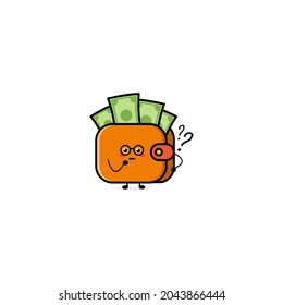 Cute funny purse expression character. Vector hand drawn cartoon mascot character illustration icon. Isolated on white background. business character concept