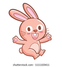 Cute and funny rabbit jumping - vector.