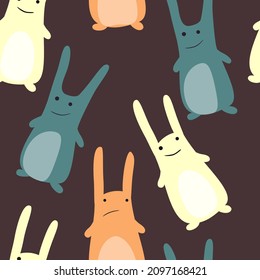 cute funny rabbits kids design seamless pattern