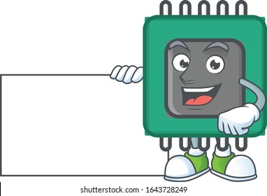 Cute funny RAM cartoon character having a board