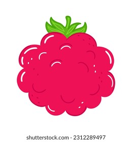 Cute funny Raspberries character. Vector hand drawn cartoon kawaii character illustration icon. Isolated on white background. Raspberries fruit character concept