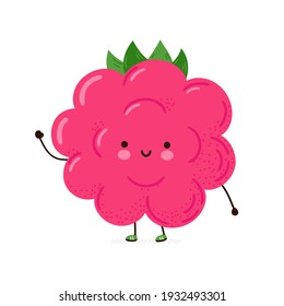 Cute funny Raspberry character. Vector hand drawn cartoon kawaii character illustration icon. Isolated on white background. Raspberry character concept