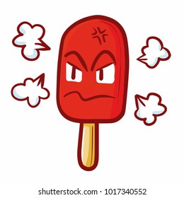 Cute and funny red angry ice cream - vector.