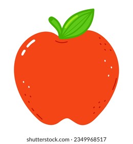 Carácter gracioso de Apple Roja. Caricatura dibujada a mano del vector icono de ilustración del personaje kawaii. Aislado sobre fondo blanco. concepto de personaje de Apple rojo