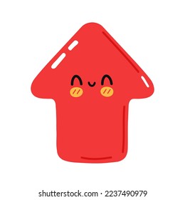 Cute funny red arrow icon. Vector hand drawn cartoon kawaii character illustration icon. Isolated on white background. Red arrow up direction