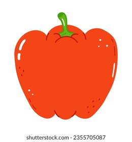 Cute funny Red bell pepper character. Vector hand drawn cartoon kawaii character illustration icon. Isolated on white background. Red bell pepper character concept