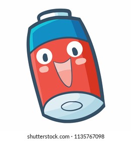 Cute and funny red blue battery laughing - vector