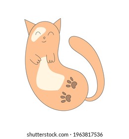 Cute funny red cat. Isolated on a white background. Vector illustration
