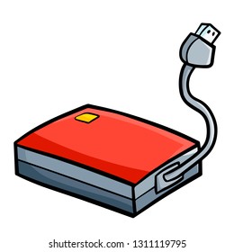 Cute and funny red external harddisk ready to use - vector