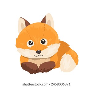 Cute funny red fox animal plush toy cartoon vector illustration isolated on white background