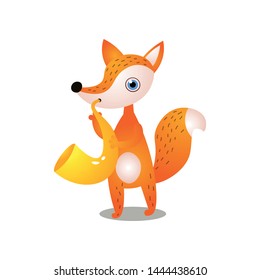 Cute funny red fox is playing new melody