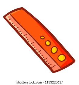 Cute and funny red little ruler in cartoon style - vector.