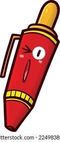 Cute and funny red orange pen cartoon character