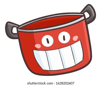 Cute and funny red pan character with big smile