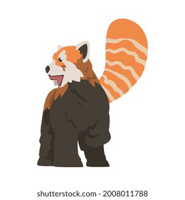 Cute Funny Red Panda, Adorable Wild Animal Cartoon Vector Illustration