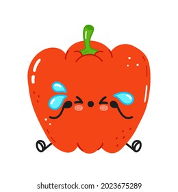 Caracter de pimienta roja gracioso. Caricatura dibujada a mano del vector icono de ilustración del personaje kawaii. Aislado sobre fondo blanco. Concepto de personaje de Pepper
