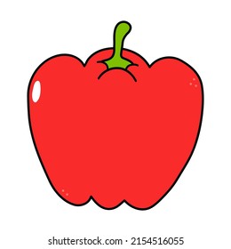 Cute funny red pepper character. Vector hand drawn traditional cartoon vintage, retro, kawaii character illustration icon. Isolated on white background. Happy pepper character concept