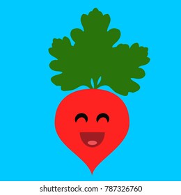 cute and funny red radish vector design