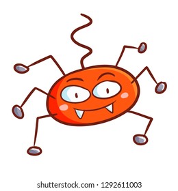Cute and funny red spider - vector.