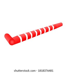 A cute and funny red and white whistle for your party or holiday equipment. Isolated on a white background. Vector illustration. EPS 10.