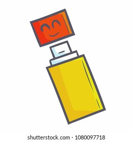 Cute and funny red yellow USB smiling - vector.