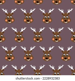 cute funny reindeers vector seamless pattern