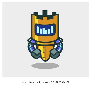 Cute and Funny Robot Animated Character. Vector Illustration