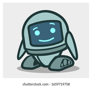 Cute and Funny Robot Animated Character. Vector Illustration