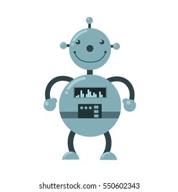 Cute funny robots on a white background. Vector illustration.